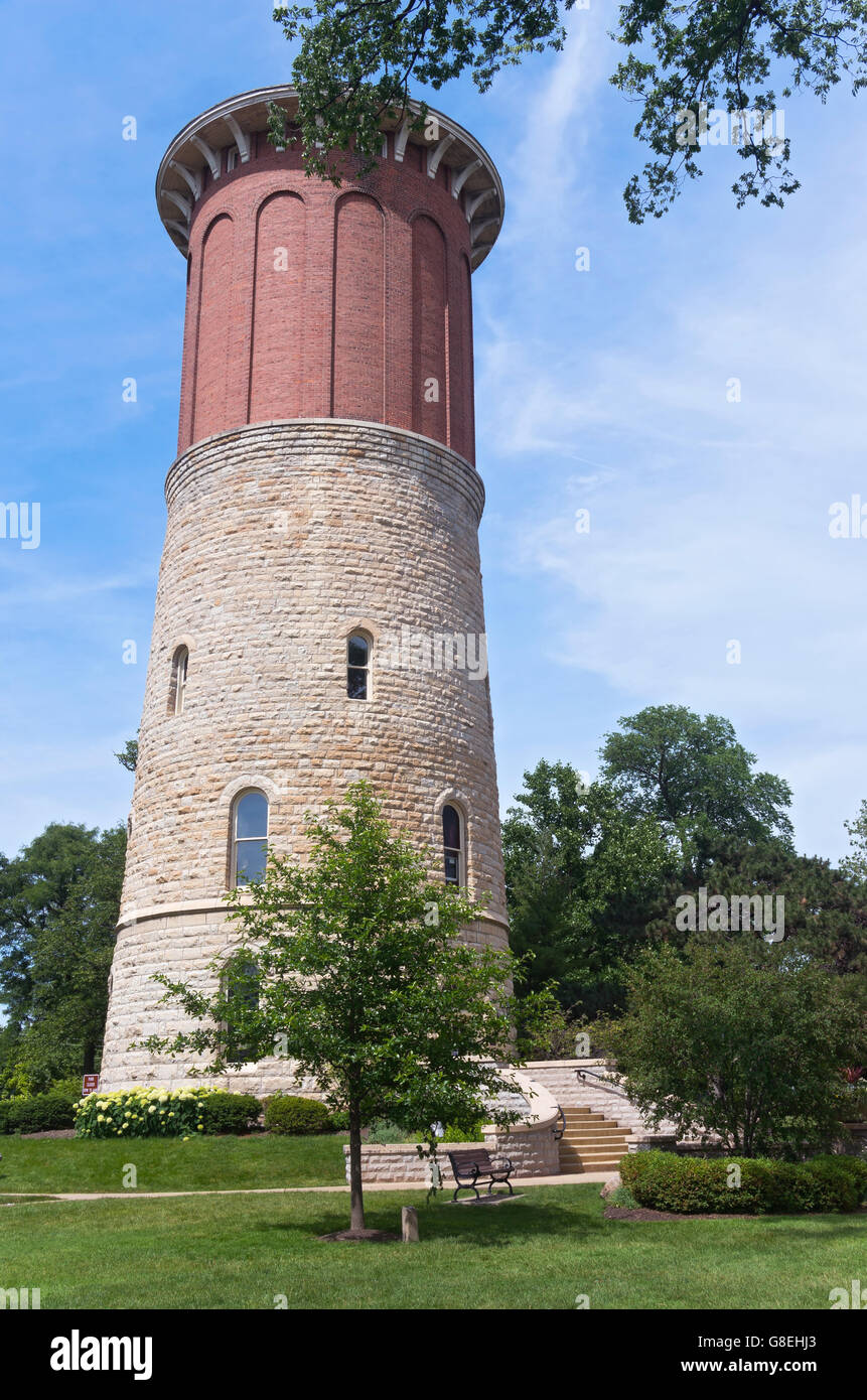 Western springs water tower sul registro nazionale dei luoghi storici nel sobborgo di Chicago in Illinois contea di Cook Foto Stock