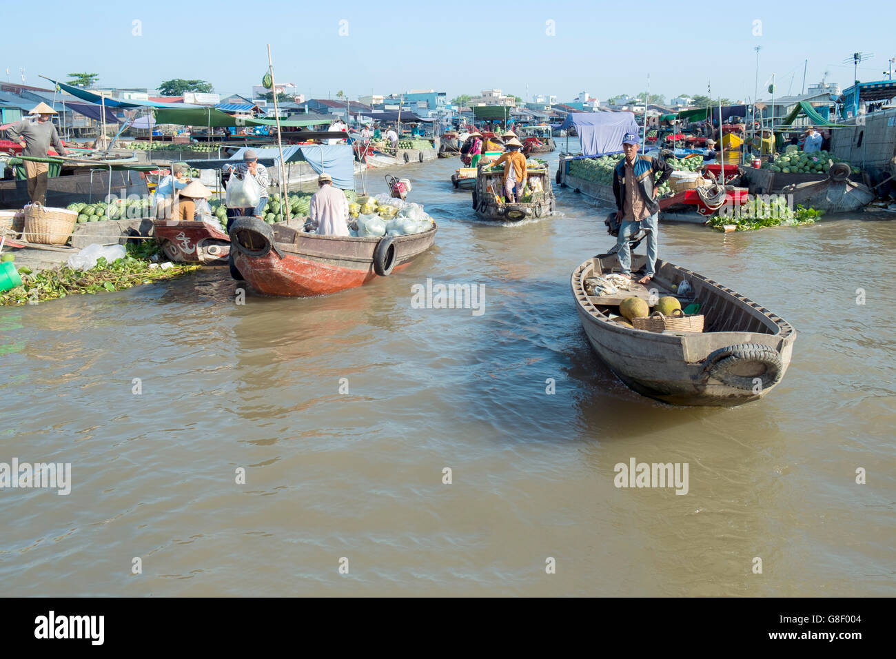 Cai Rang mercato galleggiante, Cai Rang distretto, Can Tho, Delta del Mekong, Vietnam Foto Stock