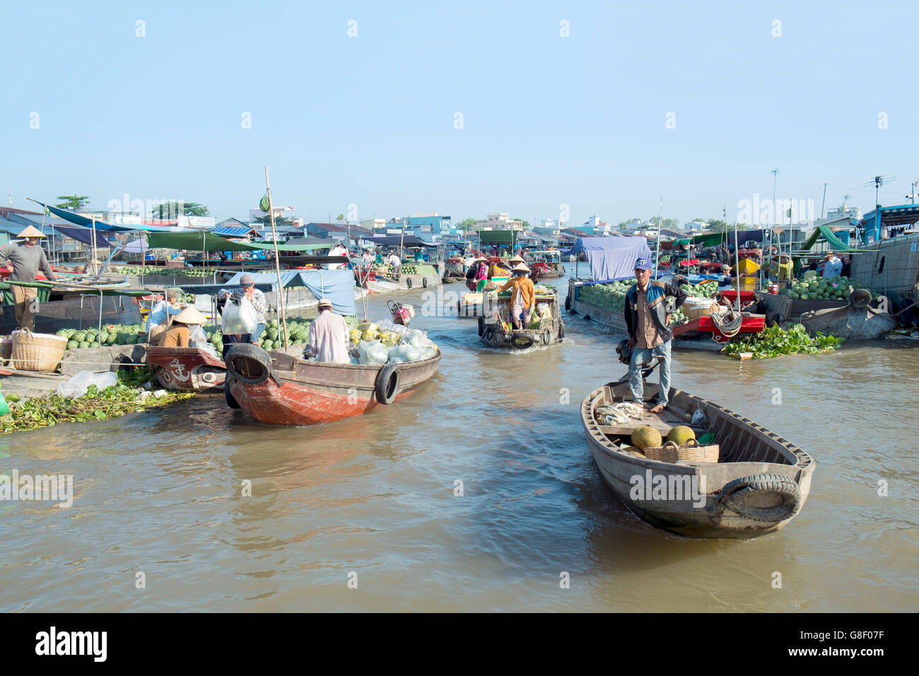 Cai Rang mercato galleggiante, Cai Rang distretto, Can Tho, Delta del Mekong, Vietnam Foto Stock
