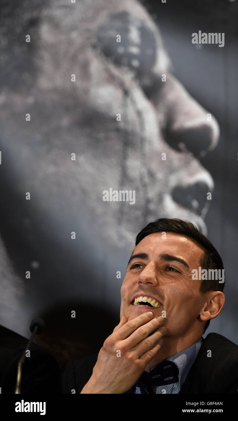 Anthony Crolla durante una conferenza stampa al Grosvenor Casino di Manchester, prima della sua lotta contro Darleys Perez. Foto Stock