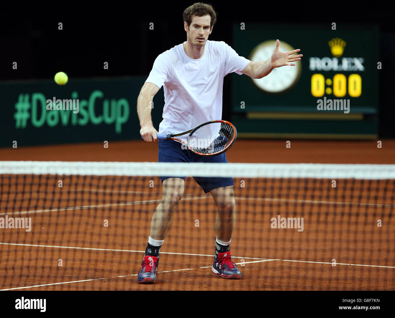 Andy Murray della Gran Bretagna durante una sessione di allenamento al Flanders Expo Center di Gand. Foto Stock