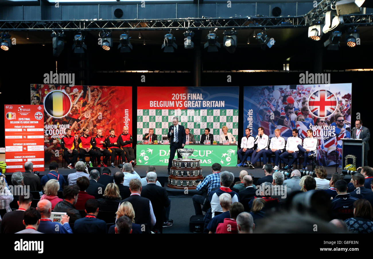 Il sorteggio per la Coppa Davis si svolge presso il Flanders Expo Center di Gand. Foto Stock