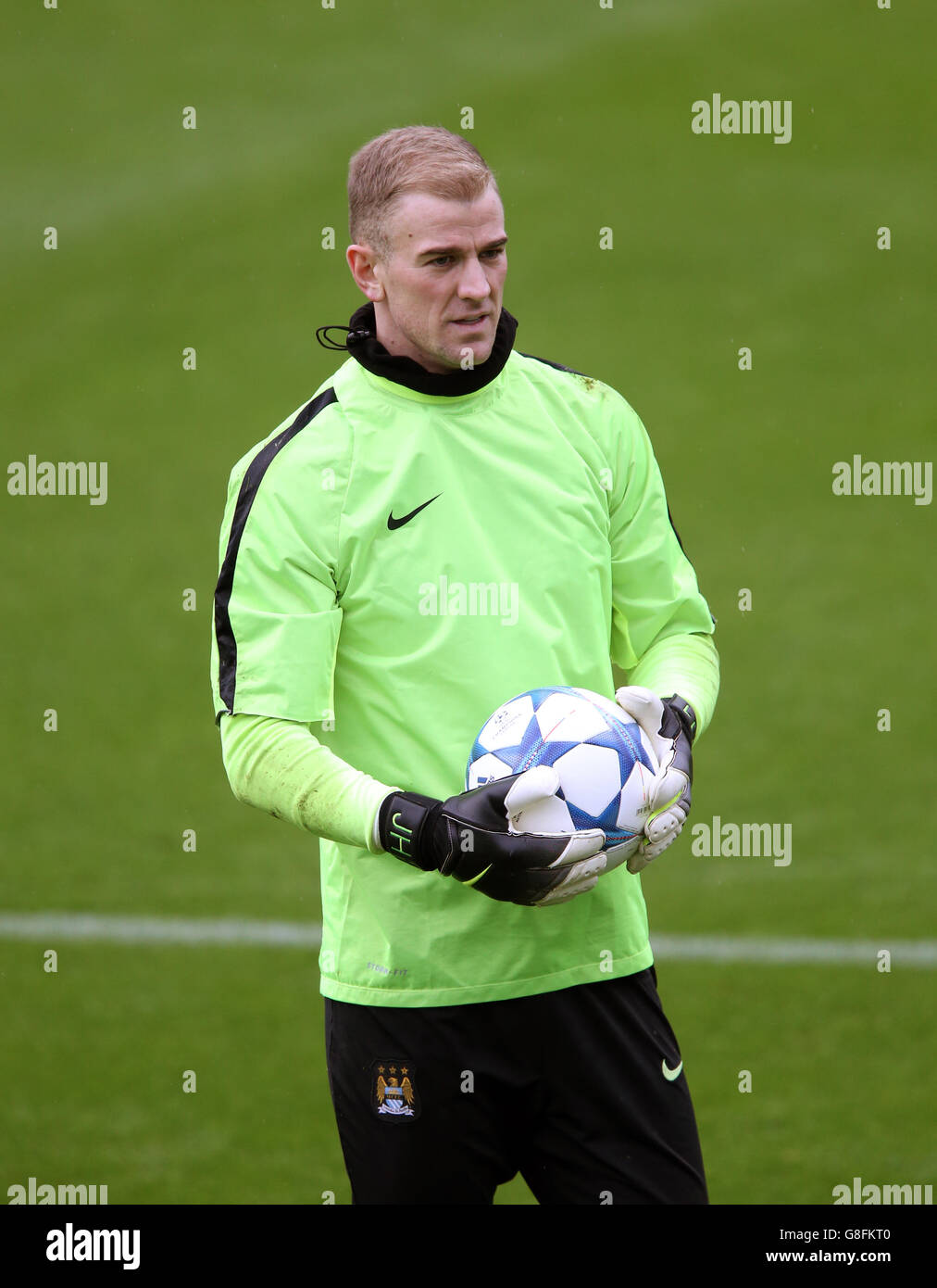 Manchester City Training - UEFA Champions League - Gruppo D - Juventus / Manchester City - City Football Academy. Joe Hart della città di Manchester durante la sessione di allenamento alla City Football Academy di Manchester. Foto Stock