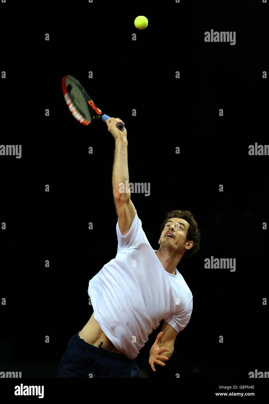 Great Britains Andy Murray durante una sessione di allenamento al Flanders Expo Center di Gand. Foto Stock