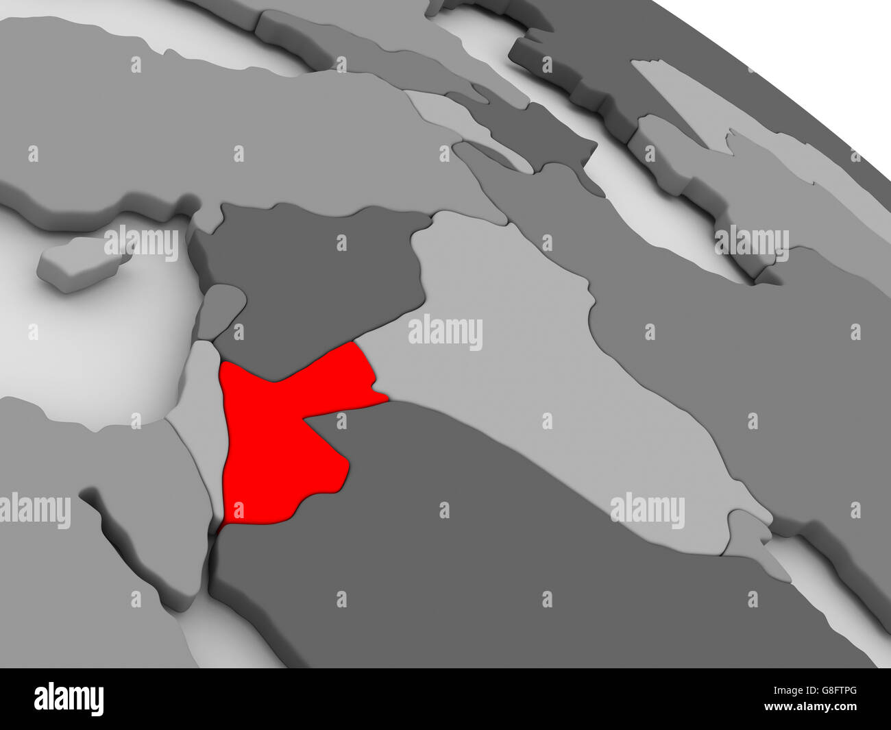 La Giordania ha evidenziato in rosso sul modello del globo. 3D illustrazione Foto Stock