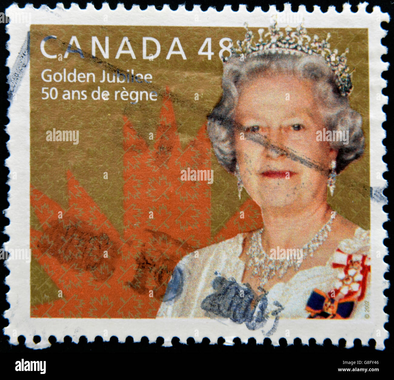 CANADA - circa 2002: un timbro stampato in Canada mostra la regina Elisabetta, circa 2002 Foto Stock