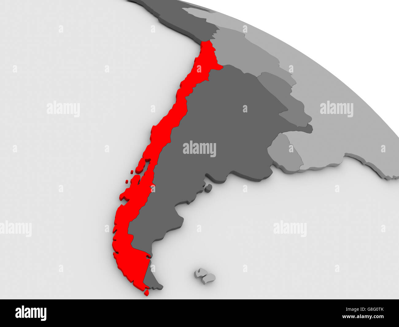 Il Cile ha evidenziato in rosso sul modello del globo. 3D illustrazione Foto Stock