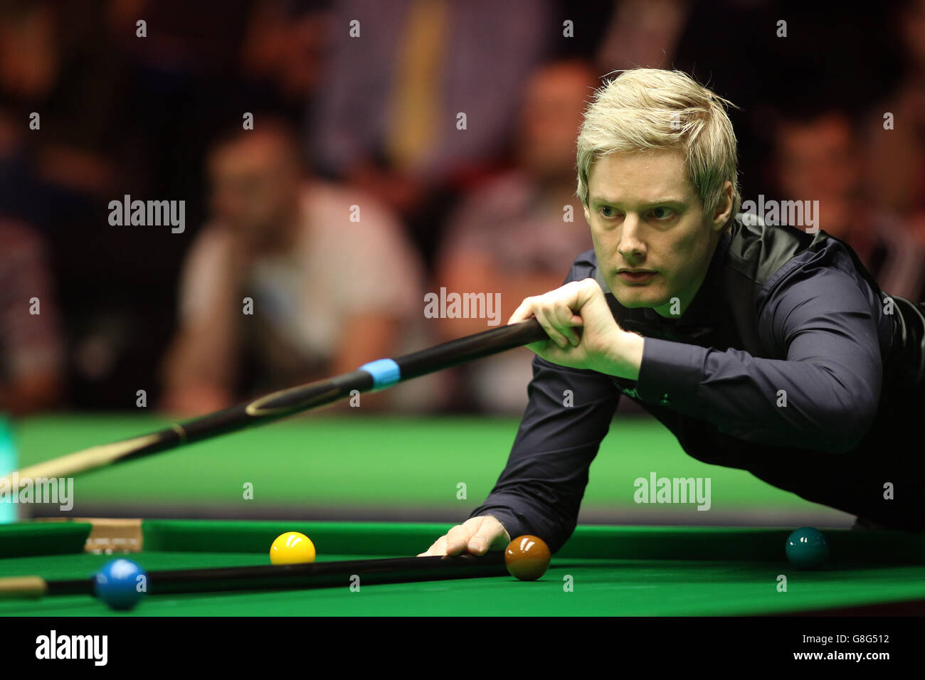 Neil Robertson of Australia durante il quinto giorno del Betway UK Snooker Championship 2015 allo York Barbican, York. PREMERE ASSOCIAZIONE foto. Data immagine: Domenica 29 novembre 2015. Vedi la storia di PA SNOOKER York. Il credito fotografico dovrebbe essere: Richard Sellers/PA Wire. Foto Stock