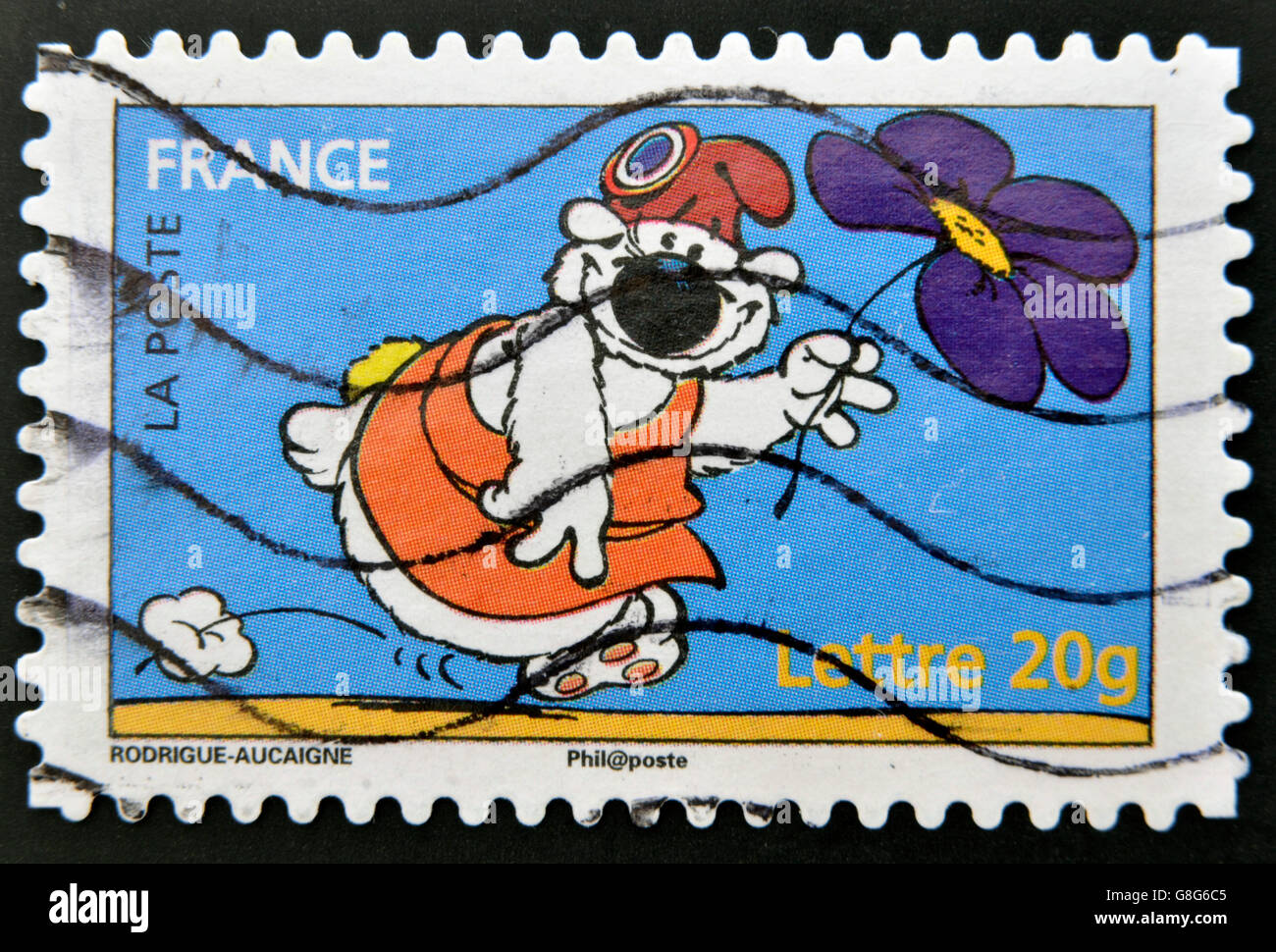 Francia - circa 2006: un timbro stampato in Francia mostra ulna, cane immaginario personaggio, circa 2006 Foto Stock