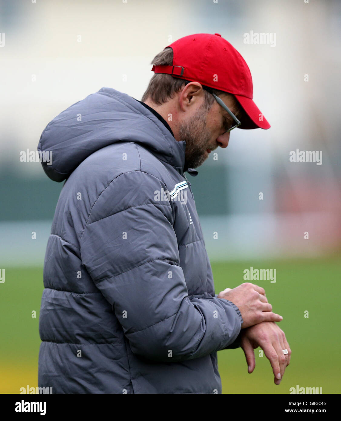 FC Sion / Liverpool - UEFA Europa League - Gruppo B - Liverpool Training Session - Melwood Training Ground. Il direttore di Liverpool Jurgen Klopp durante la sessione di addestramento al campo di addestramento di Melwood, Liverpool. Foto Stock