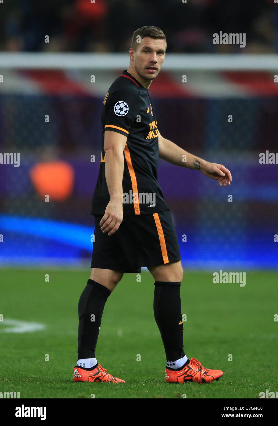 Atletico Madrid / Galatasaray - UEFA Champions League - Gruppo C - Estadio Vicente Calderon. Lukas Podolski di Galatasaray Foto Stock