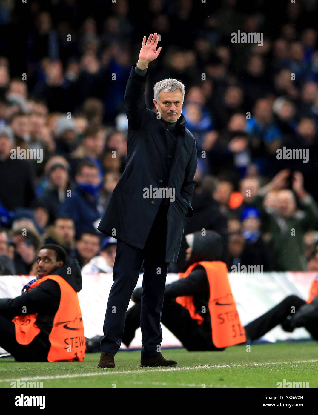 Il manager del Chelsea Jose Mourinho durante la partita della UEFA Champions League a Stamford Bridge, Londra. Foto Stock