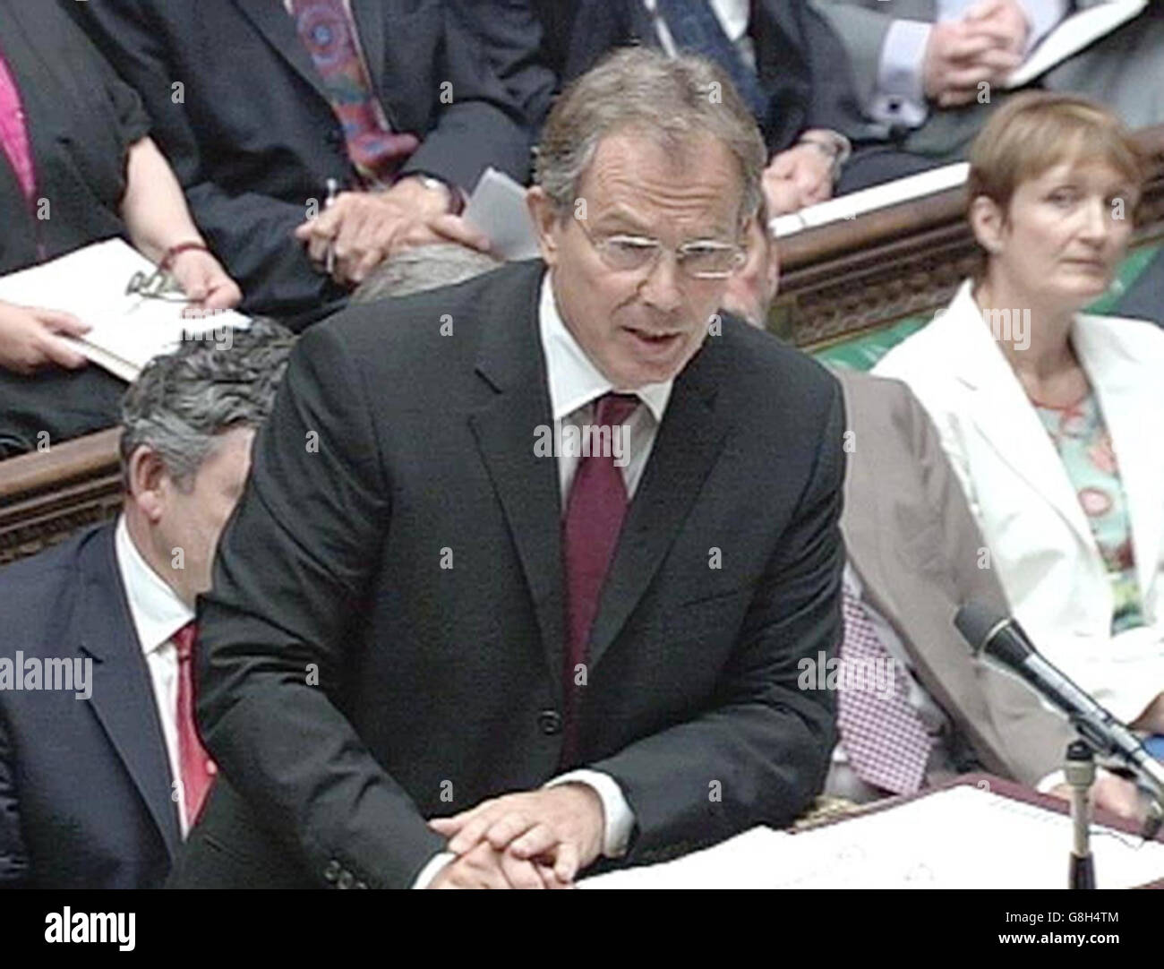 Il primo ministro britannico Tony Blair durante il tempo settimanale delle interrogazioni del primo ministro alla Camera dei Comuni, Londra, mercoledì 13 luglio 2005. PREMERE ASSOCIAZIONE foto. Il credito fotografico dovrebbe essere: PA Foto Stock