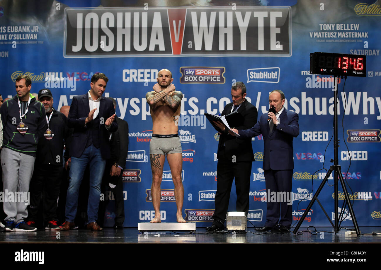 Anthony Joshua v Dillian Whyte Weigh-In - Indigo al O2 Foto Stock