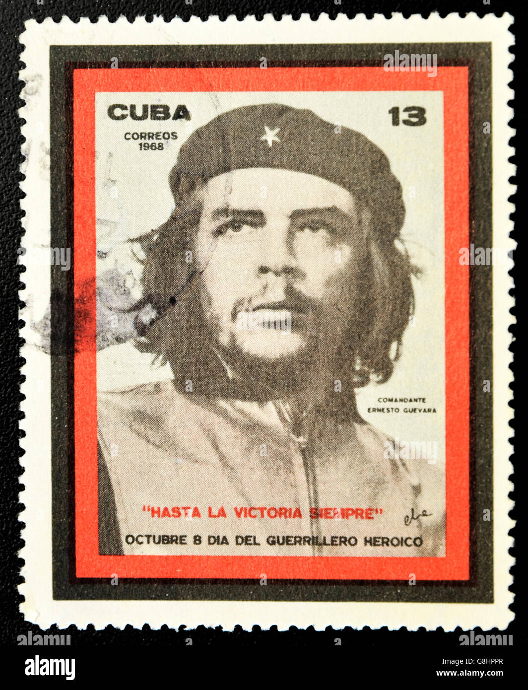 CUBA - circa 1968: un timbro stampato in Cuba mostra il Che Guevara, giorno della guerriglia eroica, circa 1968 Foto Stock