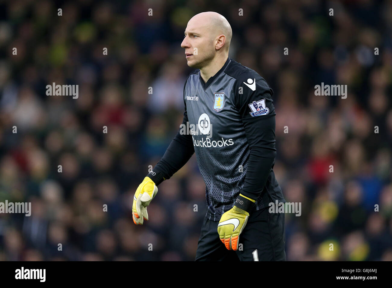 Norwich City / Aston Villa - Barclays Premier League - Carrow Road. Aston Villa portiere Brad Guzan Foto Stock