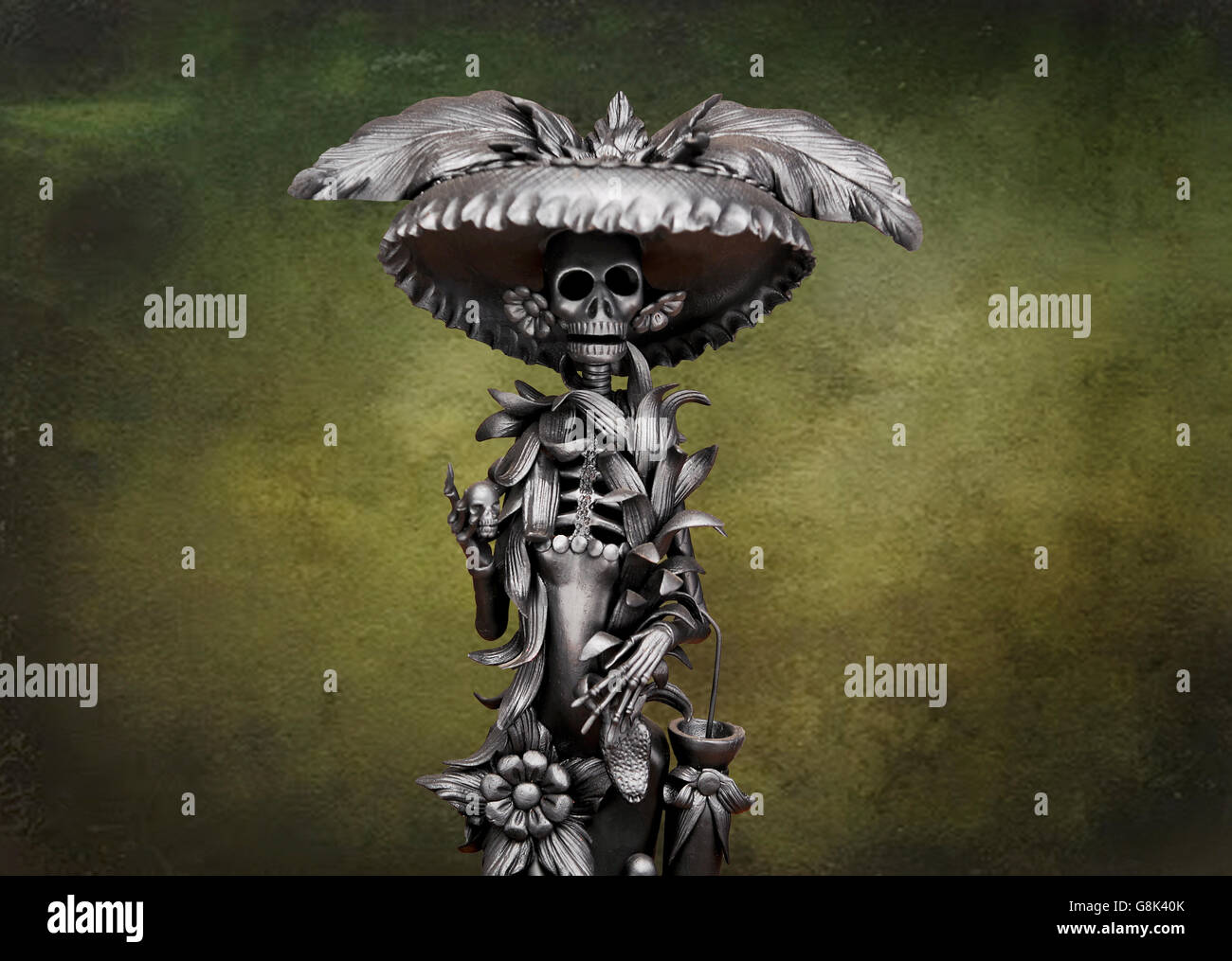 La Catrina, il Giorno dei Morti vacanza messicana, artistico dello scheletro cranio / scultura - Spagnolo: (Día de los Muertos) Foto Stock