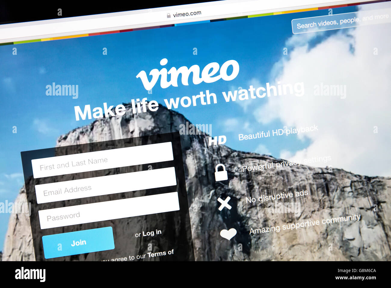 Sito web di vimeo sullo schermo di un computer Foto Stock