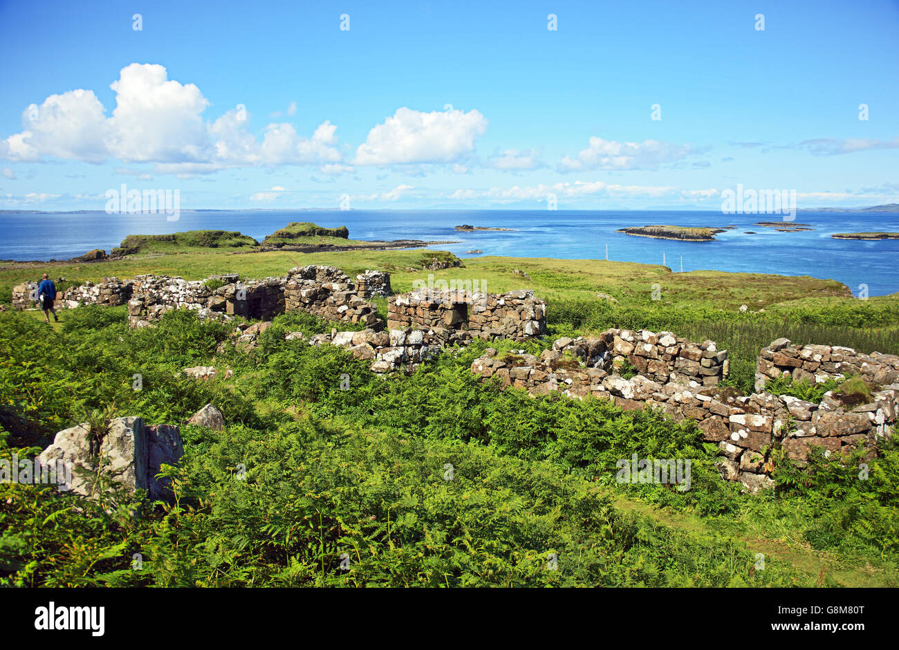 Villaggio abbandonato sul polmone in Treshnish Isles parte delle Ebridi Interne di Scozia Foto Stock