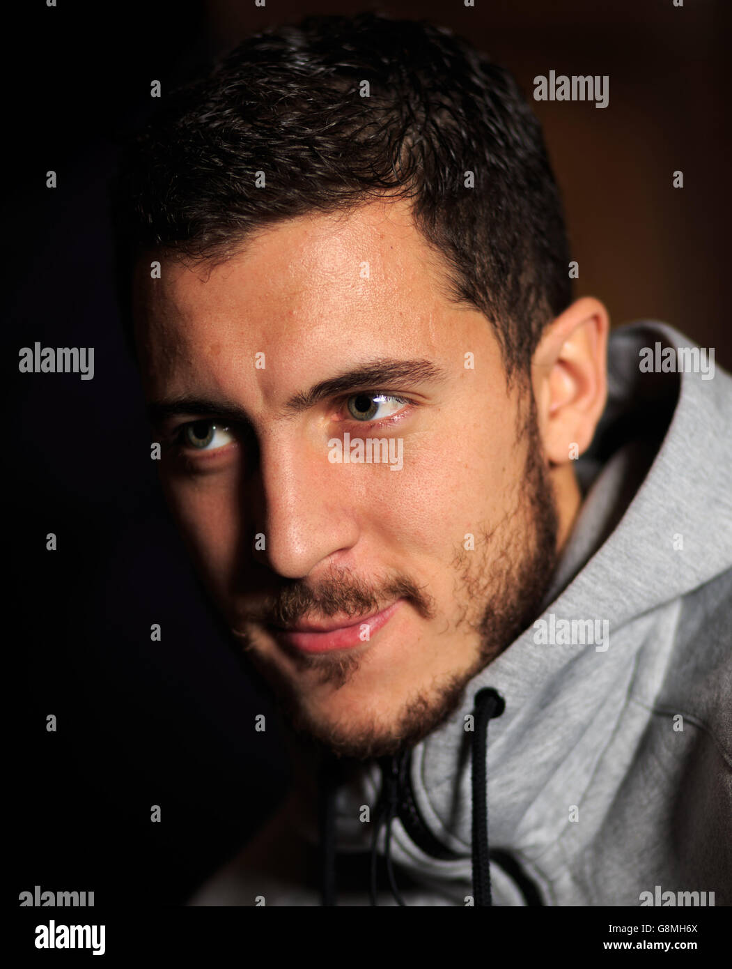 Eden Hazard Feature - Woodlands Park Hotel. Chelsea's Eden Hazard è intervistato per la pubblicazione belga Het Laatste Nieuws Foto Stock