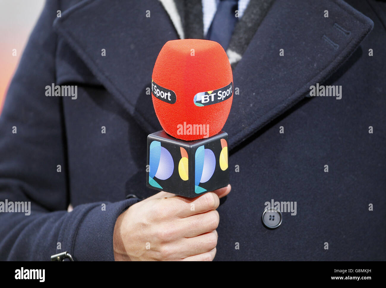 Sunderland / Manchester United - Barclays Premier League - Stadio di luce. Un microfono BT Sport Foto Stock