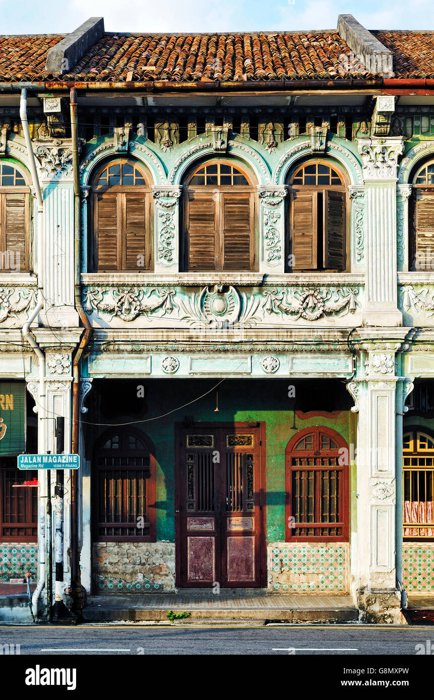 Chinese malay architettura coloniale in penang panang old town malaysia Foto Stock