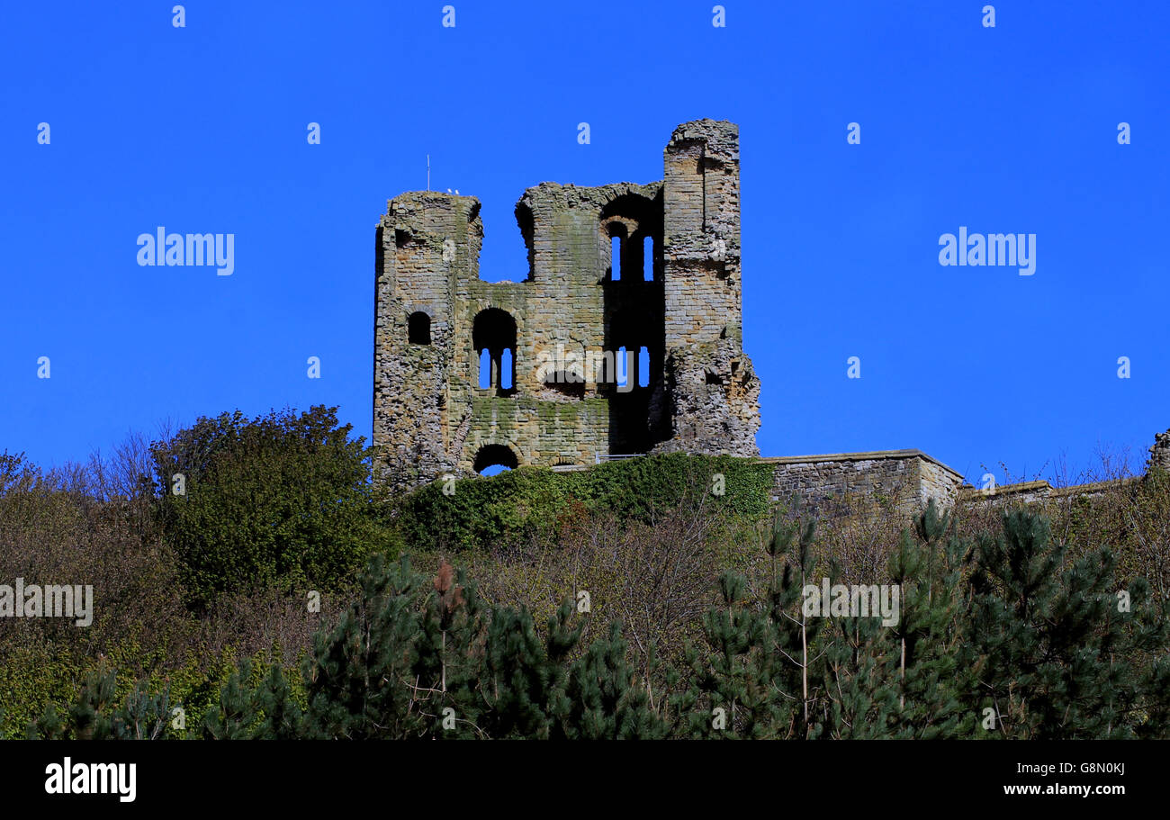 Castello di Scarborough rovine, North Yorkshire, Inghilterra. Foto Stock
