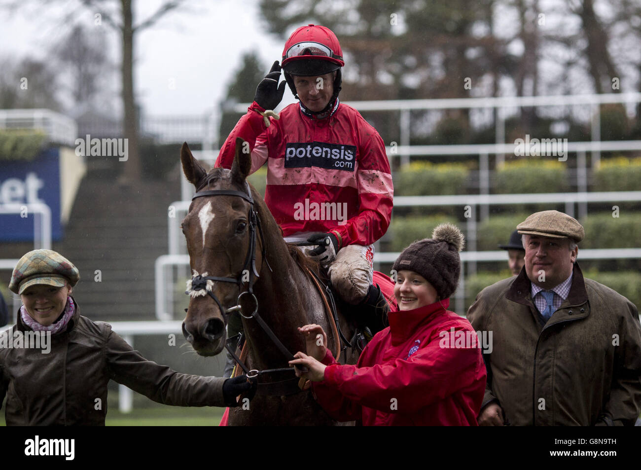 Silviniaco conti guidato da Noel Fehily ritorna dopo aver vinto la corsa Betfair Ascot Chase Race durante l'Ascot Chase Raceday all'ippodromo di Ascot. Foto Stock