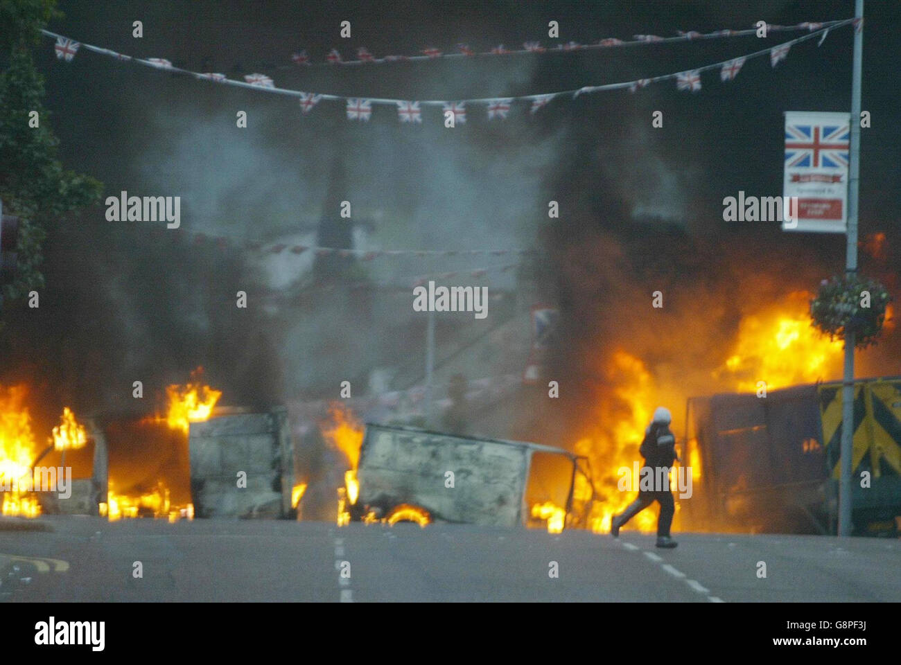 La violenza di Belfast Foto Stock