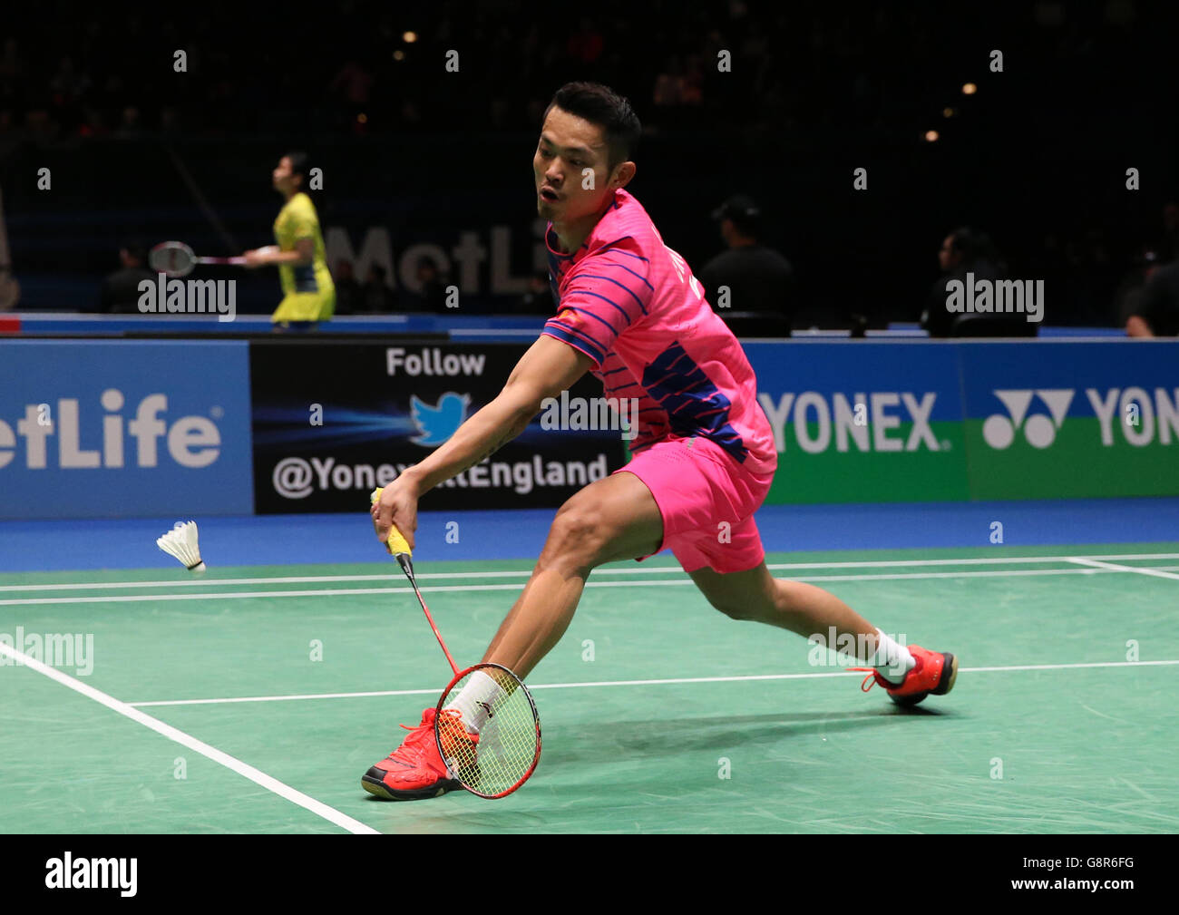 China's Dan Lin durante la sua partita di singles il secondo giorno dello YONEX All England Open Badminton Championships alla Barclaycard Arena di Birmingham. PREMERE ASSOCIAZIONE foto. Data immagine: Giovedì 10 marzo 2016. Vedi la storia della Pennsylvania BADMINTON tutta l'Inghilterra. Il credito fotografico dovrebbe essere: Simon Cooper/PA Wire. Foto Stock