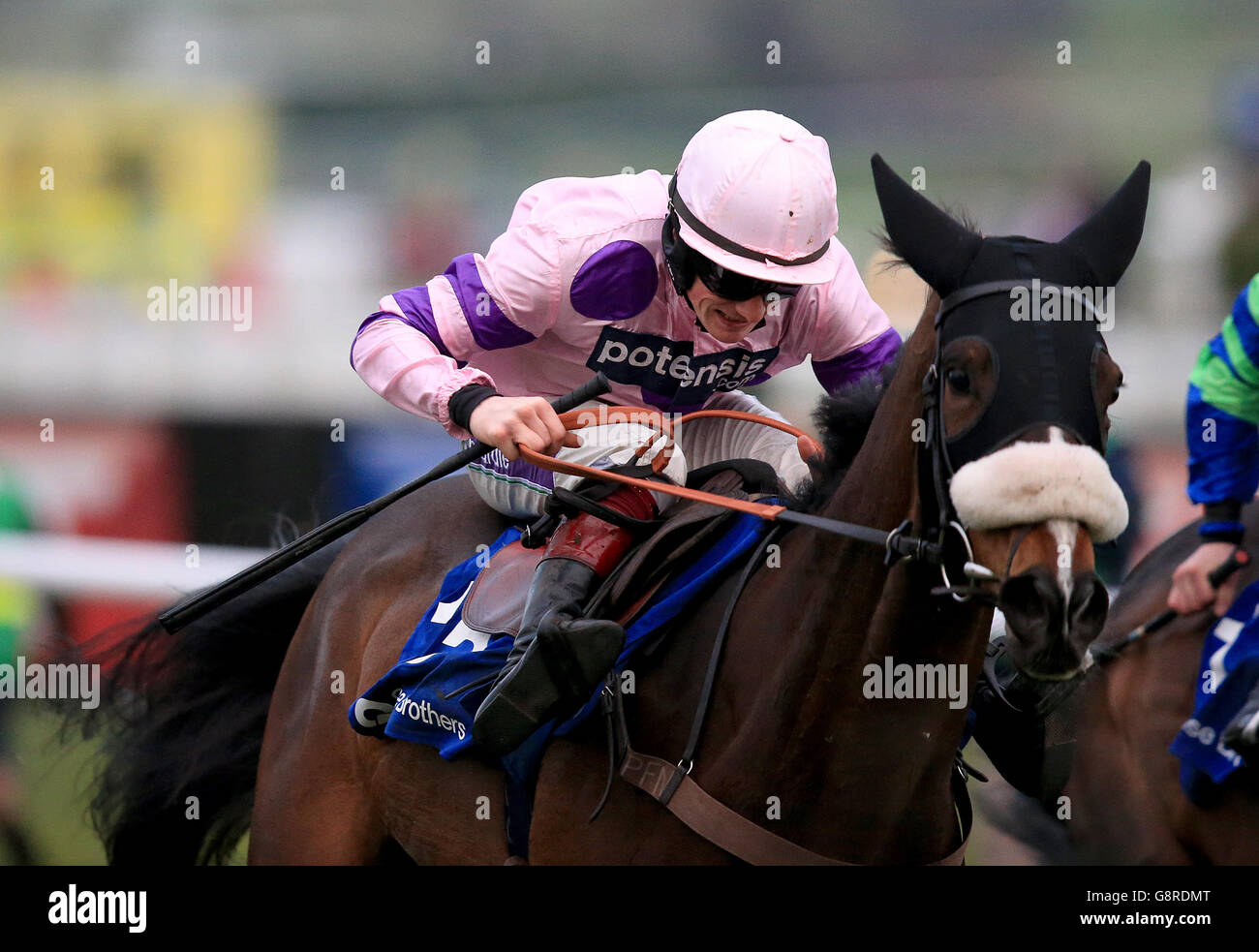 Bouvreuil guidato dal fantino Sam Twiston-Davies nella Close Brothers Inseguimento handicap dei novizi Foto Stock