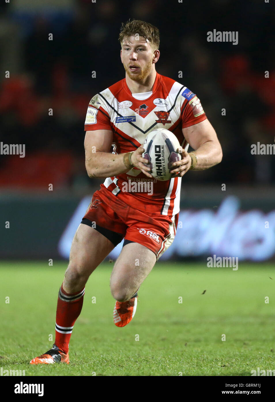 Salford Red Devils contro St Helens - First Utility Super League - AJ Bell Stadium. Adam Walne, Salford Red Devils Foto Stock