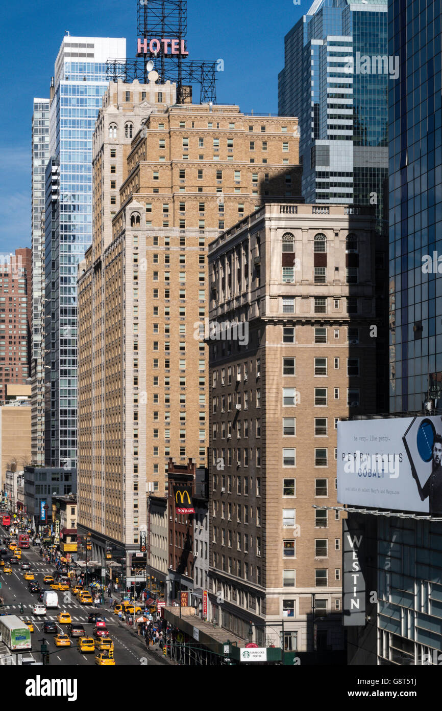Architettura lungo l'Ottava Avenue, New York Foto Stock