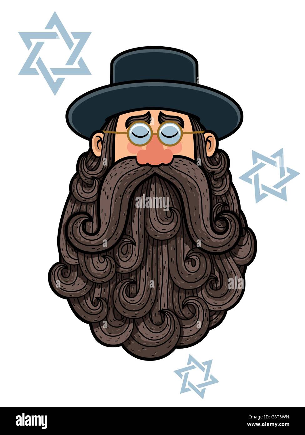 Cartoon illustrazione di rabbi con grande barba. Illustrazione Vettoriale