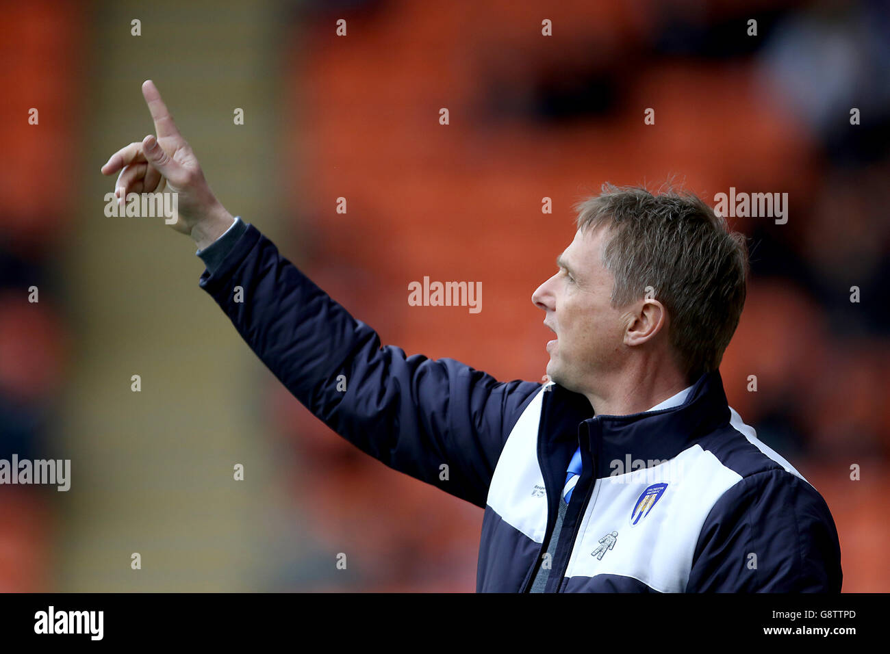 Blackpool / Colchester United - Sky Bet League One - Bloomfield Road. Kevin Keen, direttore del Colchester United Foto Stock