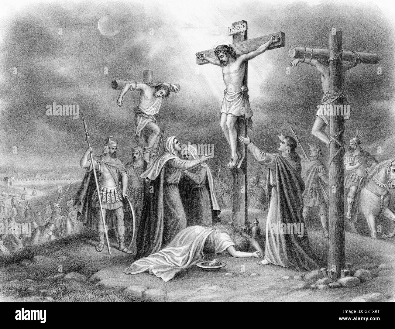 La crocifissione di Cristo. Incisione da un dipinto di Louis Kurz, c.1907. Foto Stock