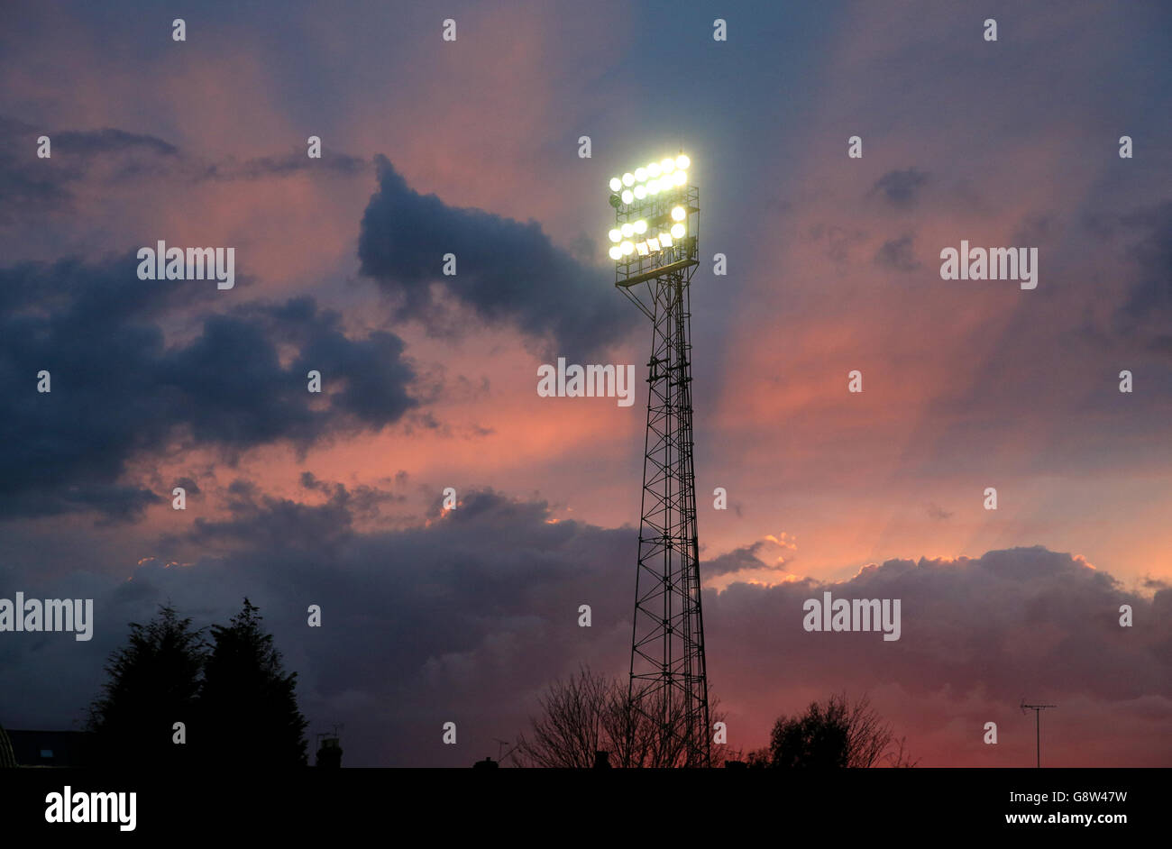 Southend United / Sheffield United - Sky Bet League One - Roots Hall. Una vista del cielo serale prima del gioco. Foto Stock