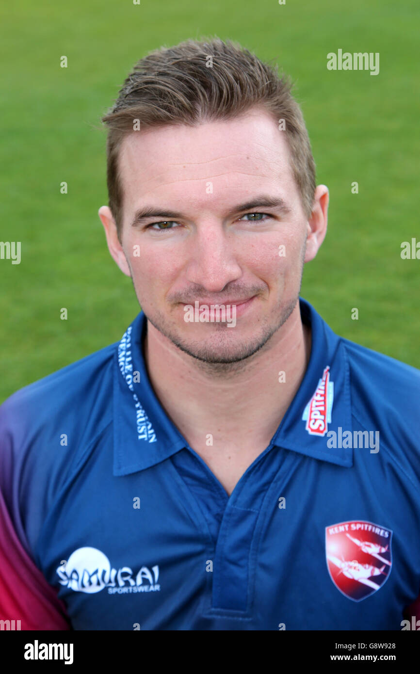 Kent CCC Media Day - St Lawrence Ground. Charlie Hartley, Kent Foto Stock