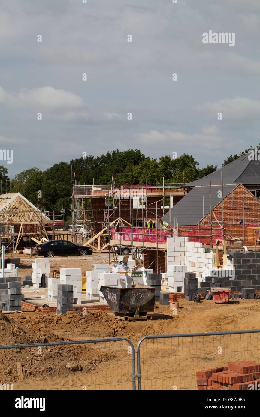 Casa di nuova costruzione su un campo verde sito. Stalham. Norfolk. East Anglia. In Inghilterra. Regno Unito . Foto Stock