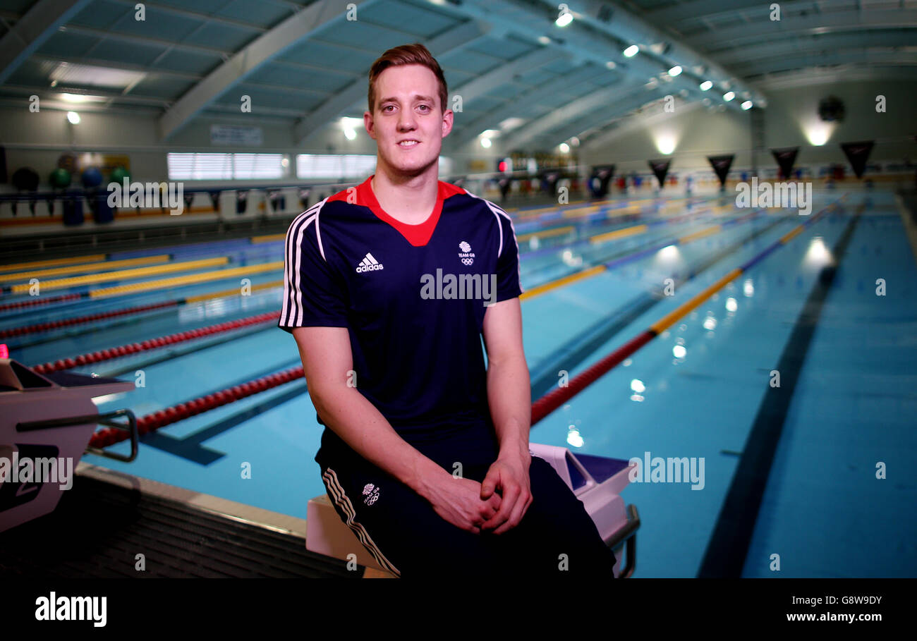Andrew Willis durante l'annuncio degli atleti del Team GB per i Giochi Olimpici di Rio 2016 presso la piscina dell'Università di Bath. Data foto: Giovedì 21 aprile 2016. Il credito fotografico deve essere: David Davies/PA Wire Foto Stock