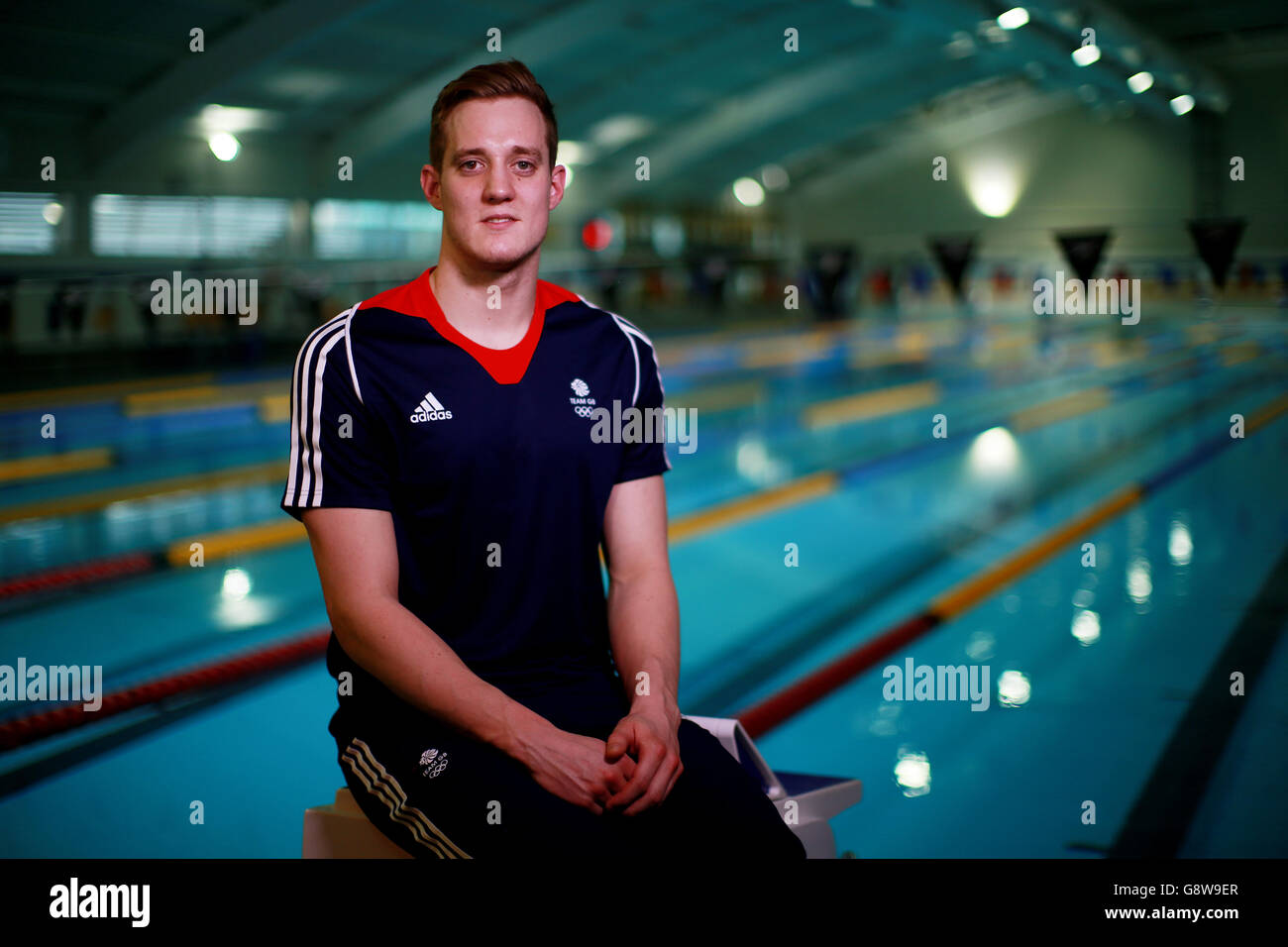 Andrew Willis durante l'annuncio degli atleti del Team GB per i Giochi Olimpici di Rio 2016 presso la piscina dell'Università di Bath. Data foto: Giovedì 21 aprile 2016. Il credito fotografico deve essere: David Davies/PA Wire Foto Stock