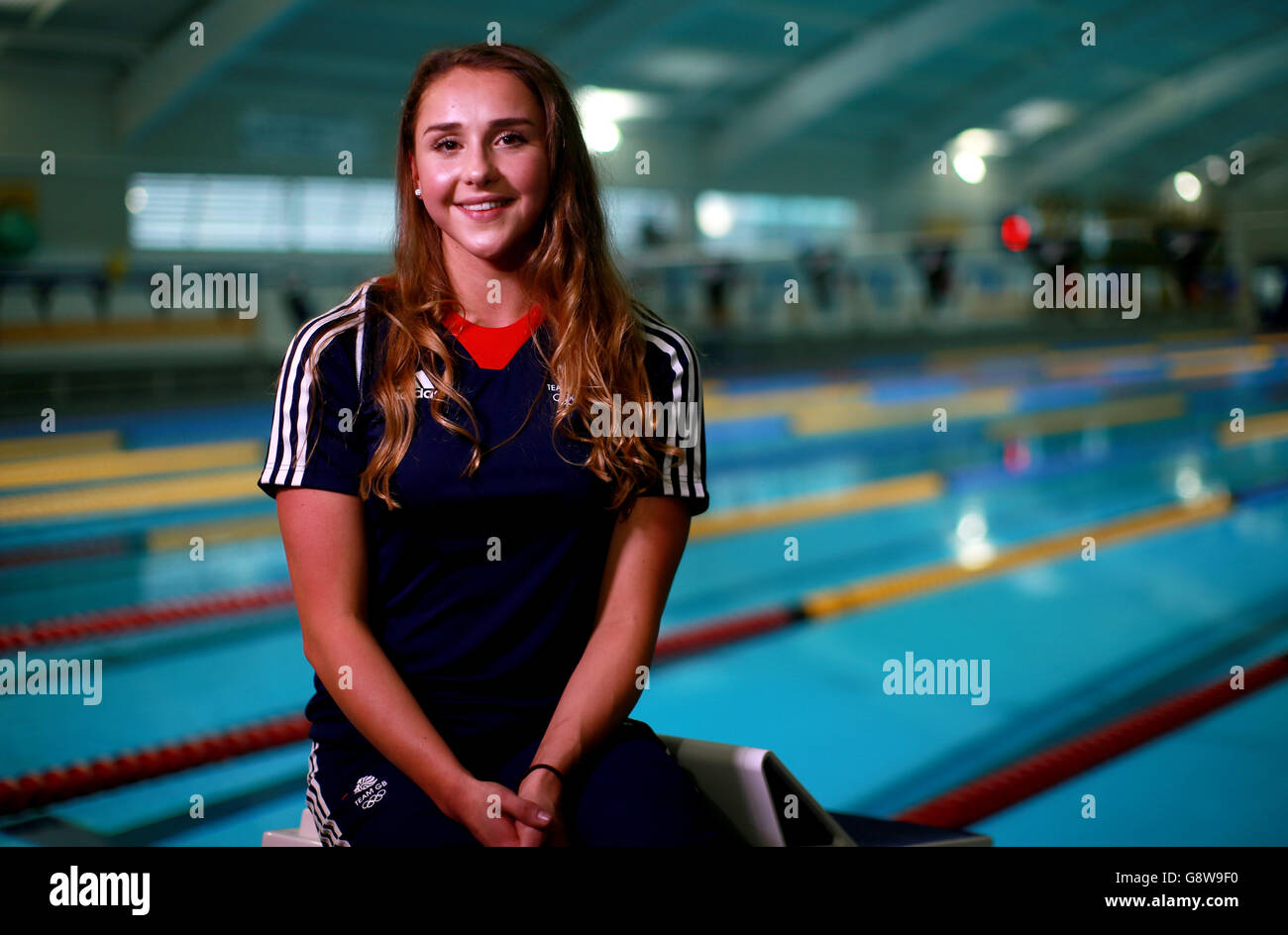 Chloe Tutton durante l'annuncio degli atleti del Team GB per i Giochi Olimpici di Rio 2016 presso la piscina dell'Università di Bath. Data immagine: Giovedì 21 aprile 2016. Il credito fotografico dovrebbe essere: David Davies/PA Wire Foto Stock