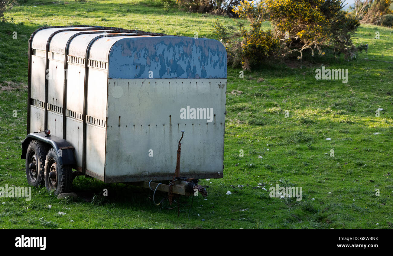 Vecchio rimorchio di bestiame Foto Stock