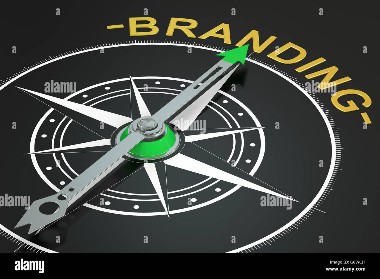 Branding concetto bussola, rendering 3D Foto Stock Branding concetto bussola, rendering 3D Foto Stock