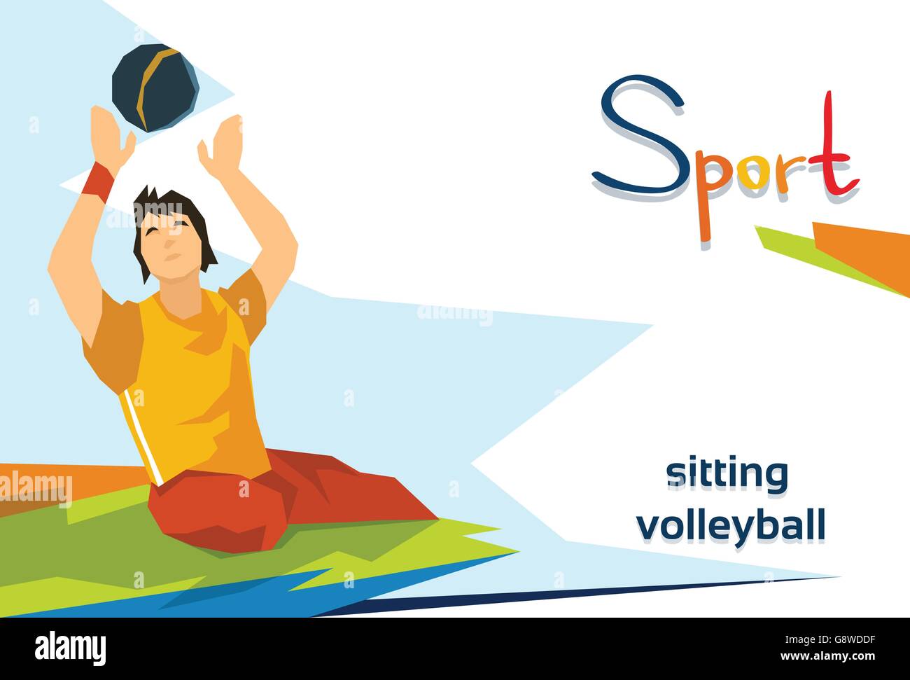 Atleti disabili seduta PLAY Volley competizione sportiva Illustrazione Vettoriale