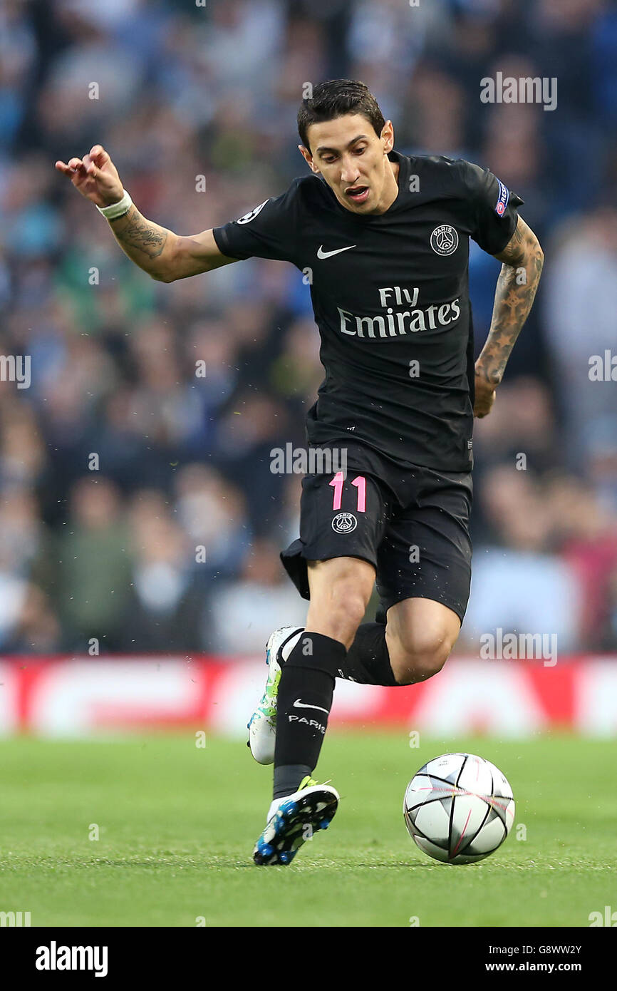 Manchester City v Paris Saint-Germain - UEFA Champions League - quarto finale - seconda tappa - Stadio Etihad. Angelo di Maria di Parigi Saint-Germain Foto Stock