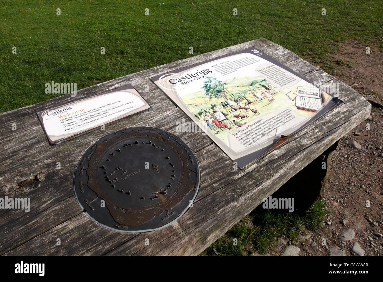 Castlerigg Stone Circle, Cumbria Lake District Lakeland, England Regno Unito. Costruito dagli agricoltori in epoca preistorica. Foto Stock