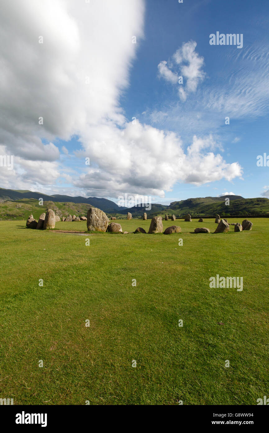 Castlerigg Stone Circle, Cumbria Lake District Lakeland, England Regno Unito. Costruito dagli agricoltori in epoca preistorica. Foto Stock