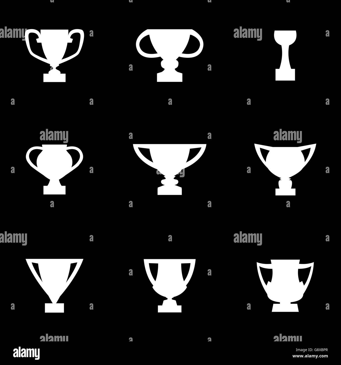 Vettore trofeo bianco icona impostare Illustrazione Vettoriale