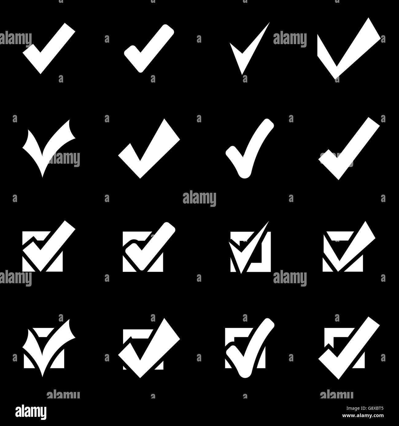Bianco di vettore confermare icona impostare Illustrazione Vettoriale